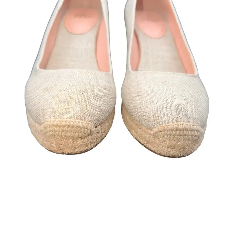 J.Crew Linen Espadrille Wedge Heels Women’s Size 8 Beige Natural
